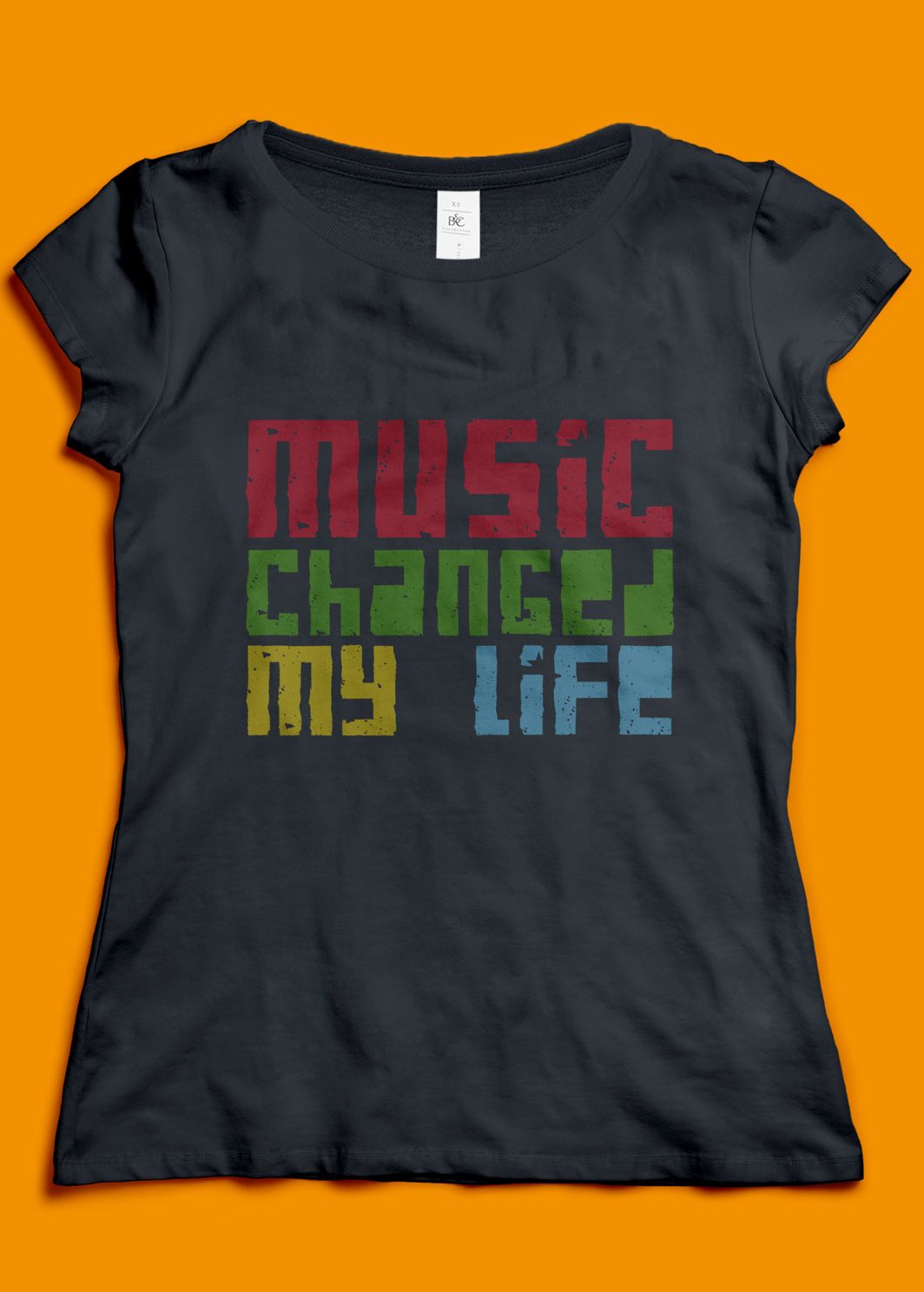 Schwarzes Frauen T-Shirt mit dem Text Music Changed My Life