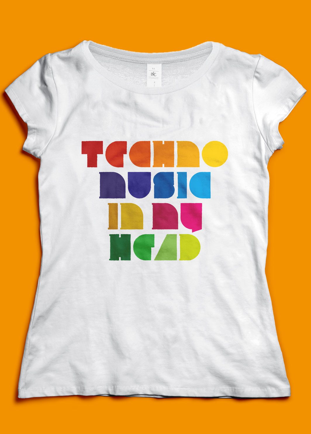 Weißes Frauen T-Shirt mit dem Text Techno Music In My Head in verschiedenen Farben